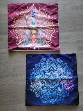 Boho Chakra & Mandala Square Scarves - Burgundy & Navy Blue